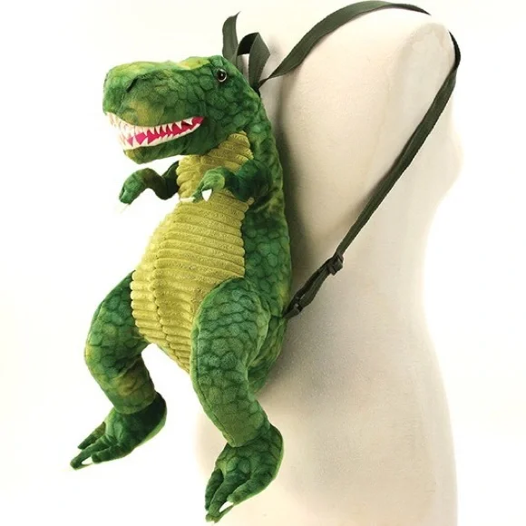 Restocked! Kids Gift Green Dinosaur Plush T-Rex Back Pack - Picture 1 of 4